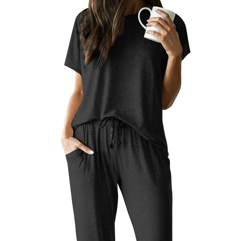 Ikdienas sieviešu bikšu komplekts ar pogām un blūzi