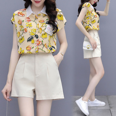 Nou model de set de cămașă și pantaloni scurți de vară damă