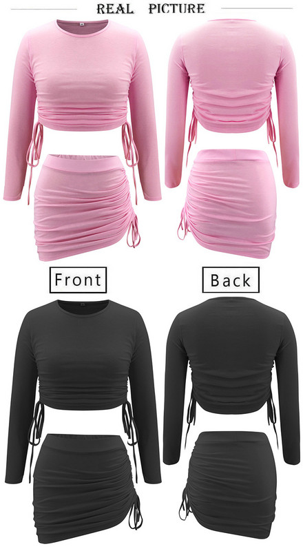 Sieviešu komplekts no divu daļu svārkiem un blūzes ar saitēm