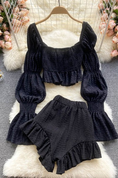 Sieviešu komplekts no divām daļām ar elastīgu vidukli divās krāsās