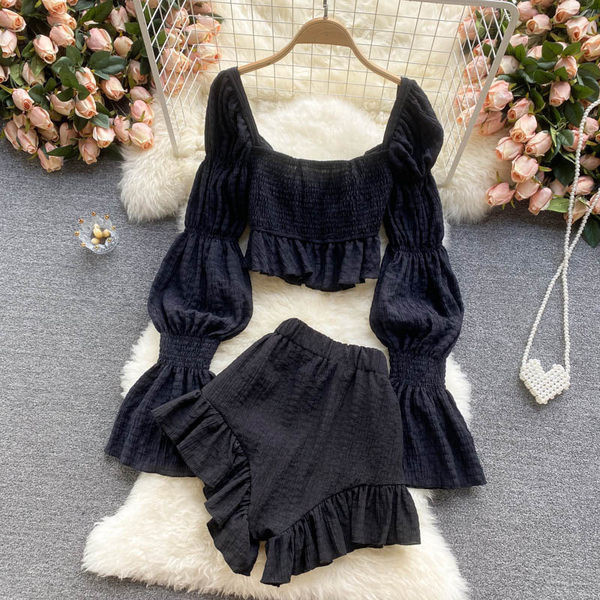 Sieviešu komplekts no divām daļām ar elastīgu vidukli divās krāsās