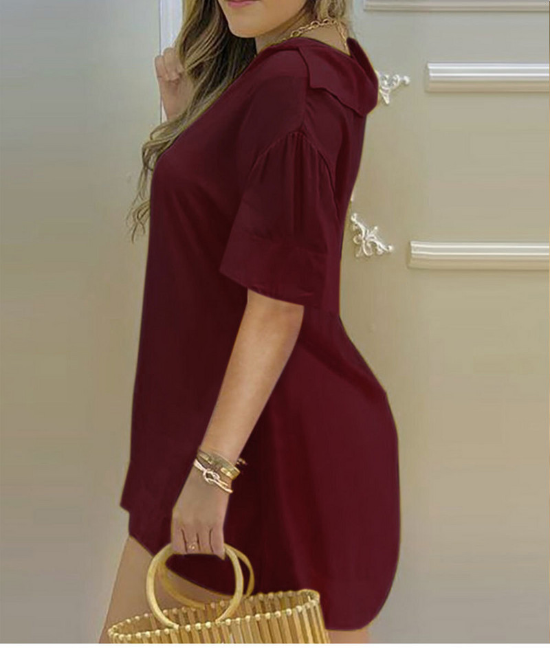 Set de dama pantaloni scurti si bluza model uni