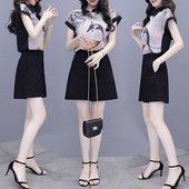 Set de vara de dama din doua parti camasa cu guler si pantaloni scurti