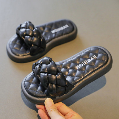 Детски чехли от еко кожа с равна подметка