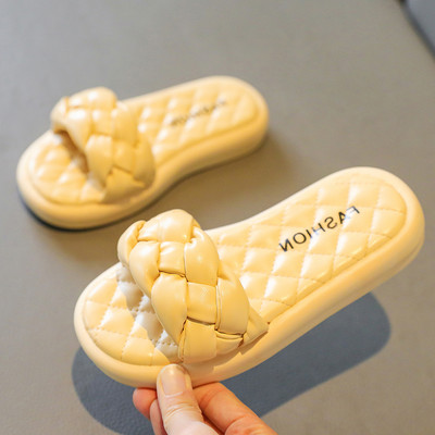 Детски чехли от еко кожа с равна подметка