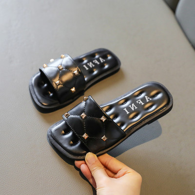 Odinės vaikiškos šlepetės lygiais padais mergaitėms