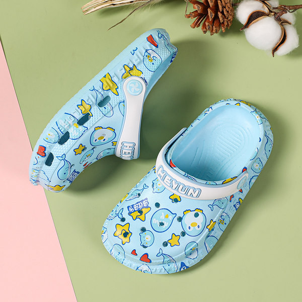 Гумени детски чехли с цветни апликации тип крокс