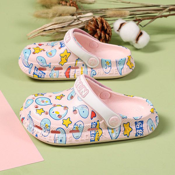 Гумени детски чехли с цветни апликации тип крокс