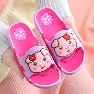 Vaikiškos laisvalaikio šlepetės su aplikacijomis ir lygiu padu