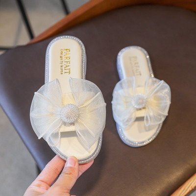 Модерни детски чехли с панделка - за момичета