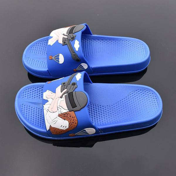 Дамски ежедневни чехли с апликация в черен и син цвят 