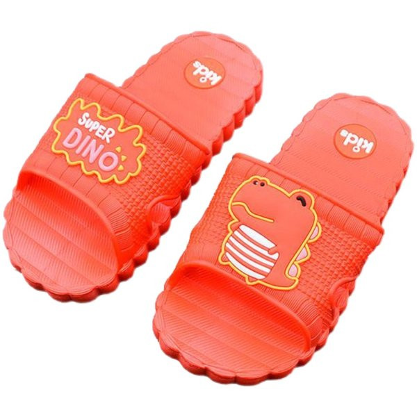 Ежедневни детски чехли с равна подметка и апликация динозавър