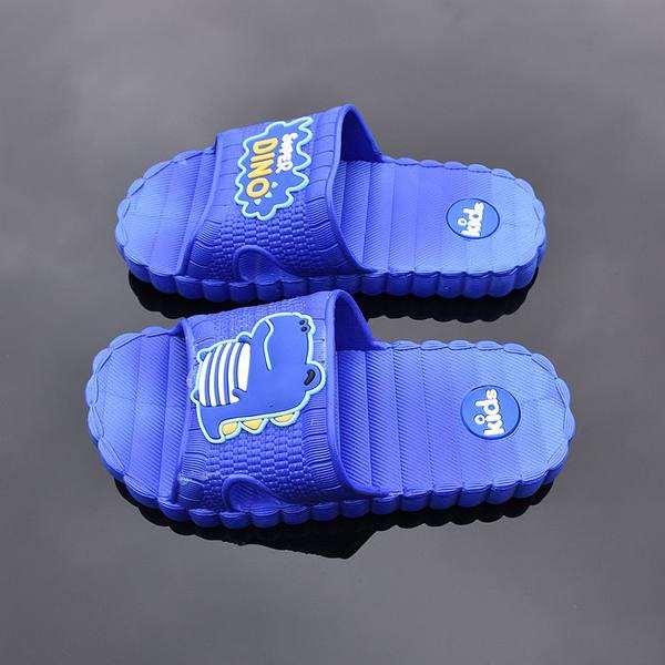 Ежедневни детски чехли с равна подметка и апликация динозавър