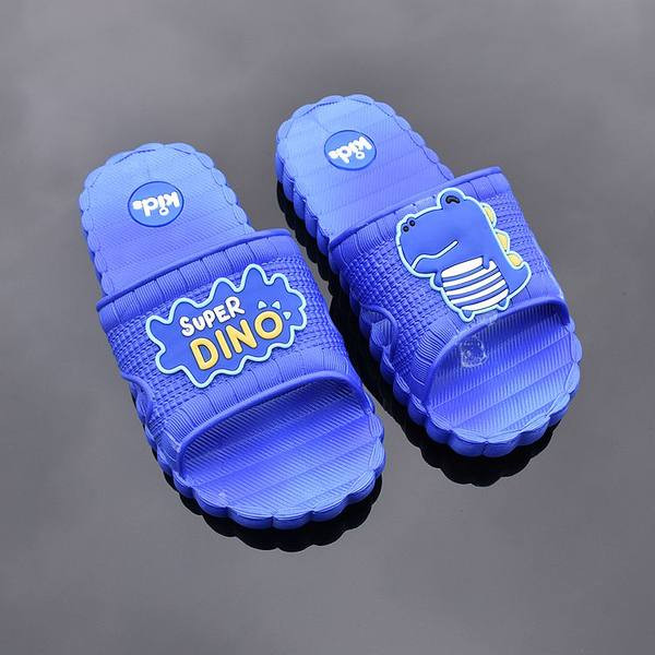 Ежедневни детски чехли с равна подметка и апликация динозавър