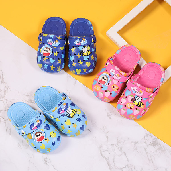 Детски гумени чехли с мека подметка и цветна апликация за момичета или момчета