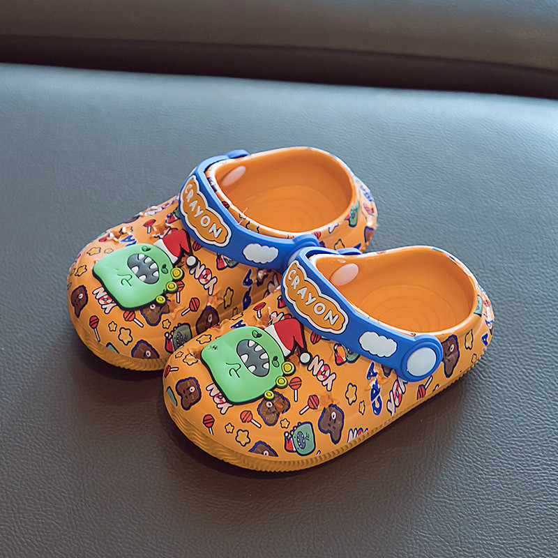 Детски кроксове с цветна щампа и апликация