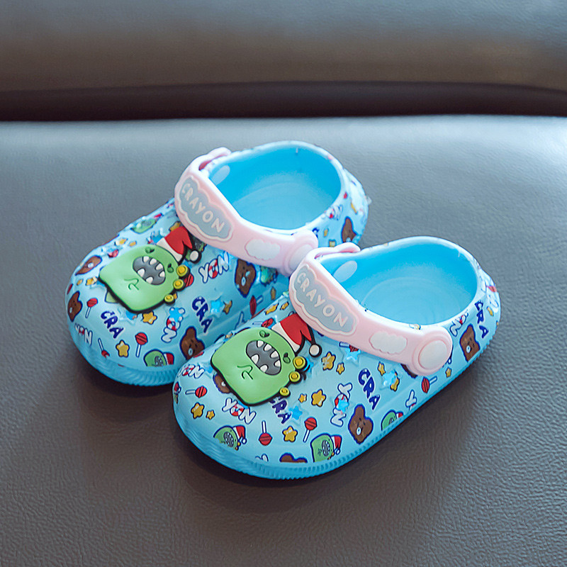 Детски кроксове с цветна щампа и апликация