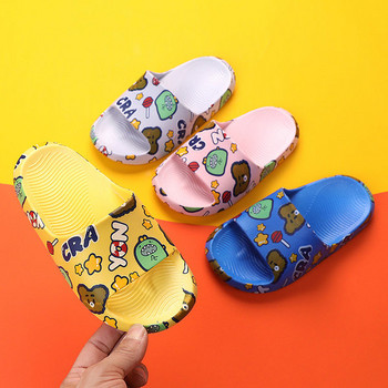 Детски гумени чехли с равна подметка и цветна апликация