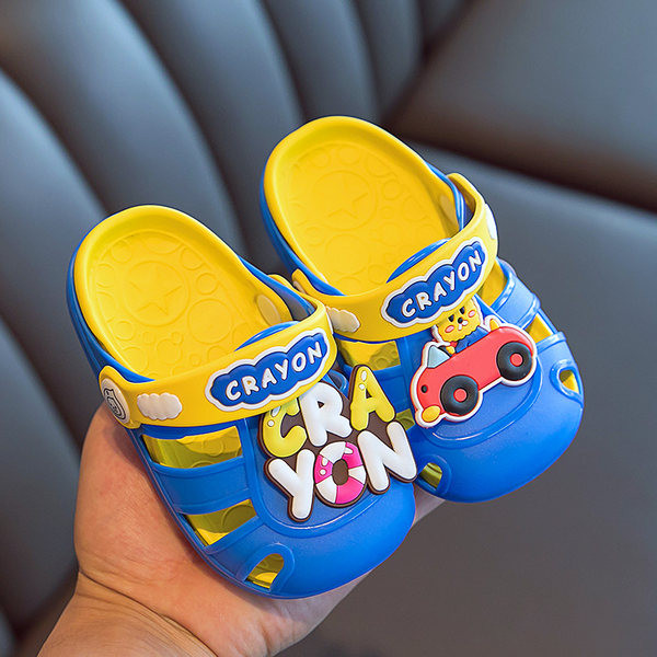 Детски гумени чехли тип кроксове с цветен надпис 