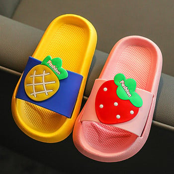 Детски плажни чехли с цветна апликация и равна подметка 