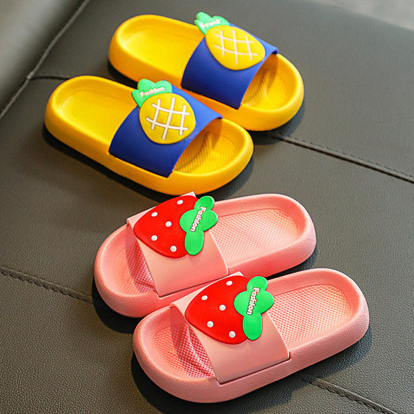 Детски плажни чехли с цветна апликация и равна подметка 