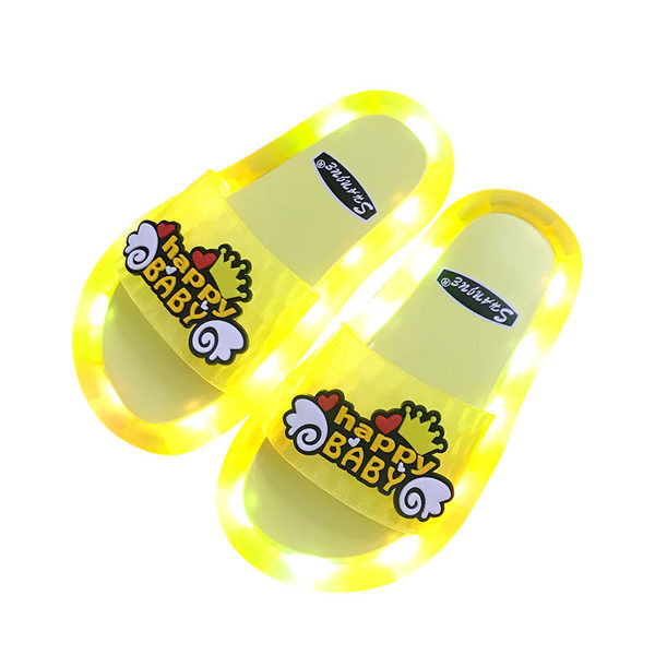 Светещи детски чехли за момичета и момчета с надпис