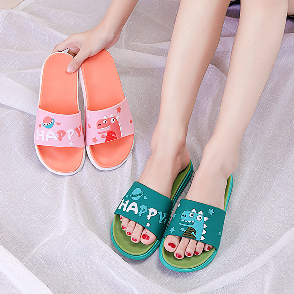 Ежедневни детски чехли за момчета и момичета с равна подметка и динозавър