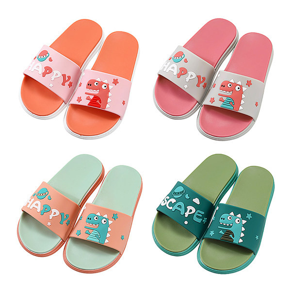 Ежедневни детски чехли за момчета и момичета с равна подметка и динозавър