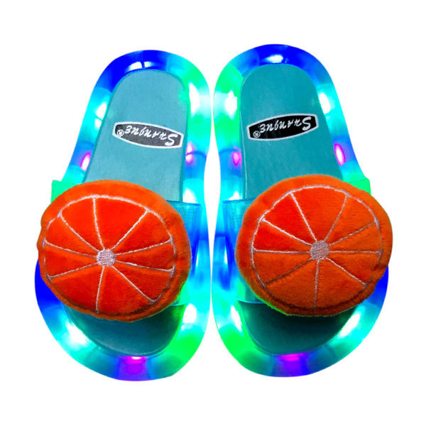 Детски чехли с 3D елемент и равна подметка - светещи