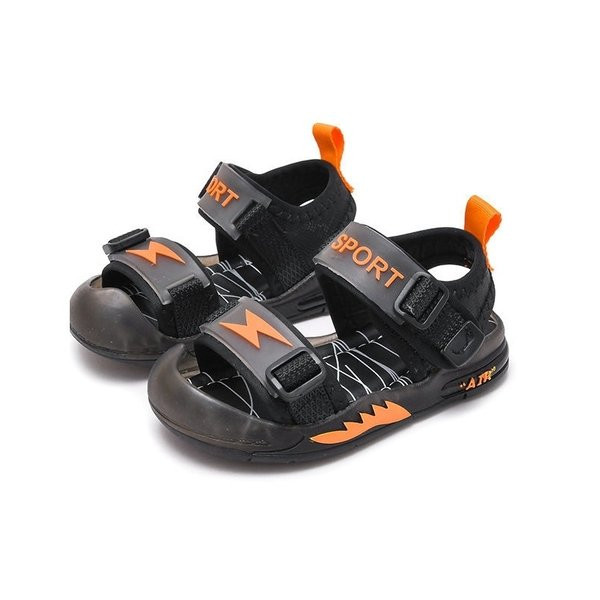 Детски ежедневни сандали с надпис и равна подметка