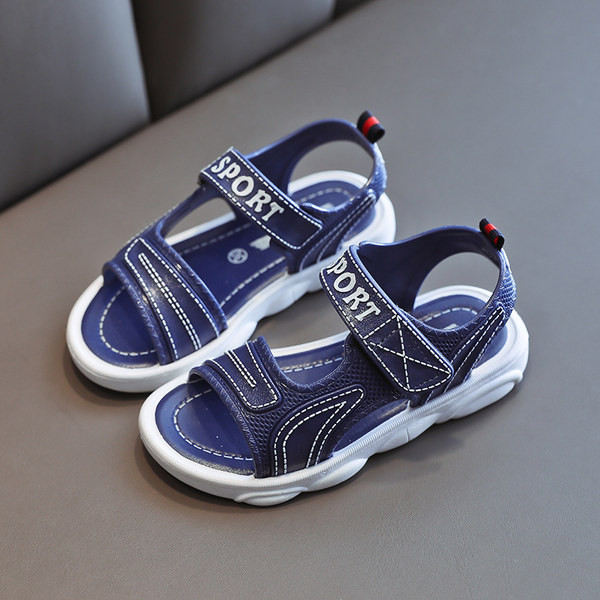 Модерни сандали от еко кожа с лепенки  за момче