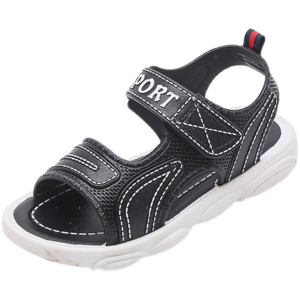 Модерни сандали от еко кожа с лепенки  за момче