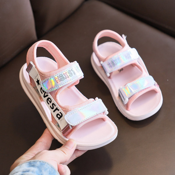 Детски ежедневни сандали с надписи и велкро лепенки в три цвята
