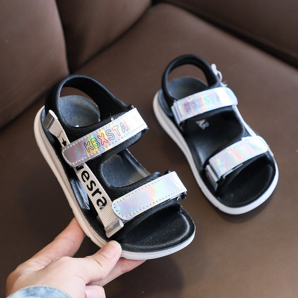 Детски ежедневни сандали с надписи и велкро лепенки в три цвята