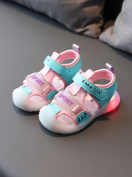 Детски сандали от еко кожа и текстил - светеща подметка