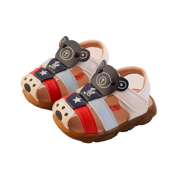 Детски кожени сандали с равна подметка и  лепенки