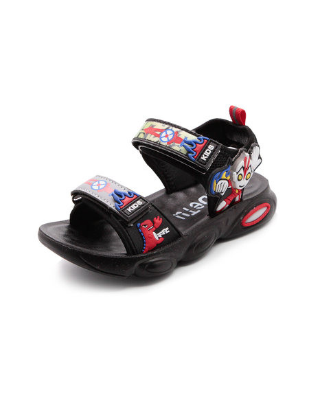 Детски светещи сандали с лепенки и цветна апликация