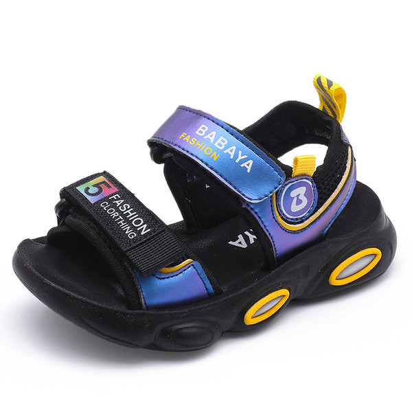 Детски ежедневни сандали с лепенки и надписи в два цвята