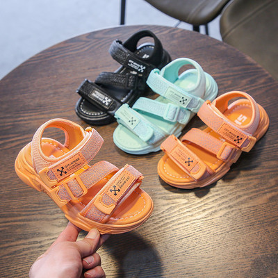 Детски ежедневни сандали с лепенки и равна подметка - четири цвята