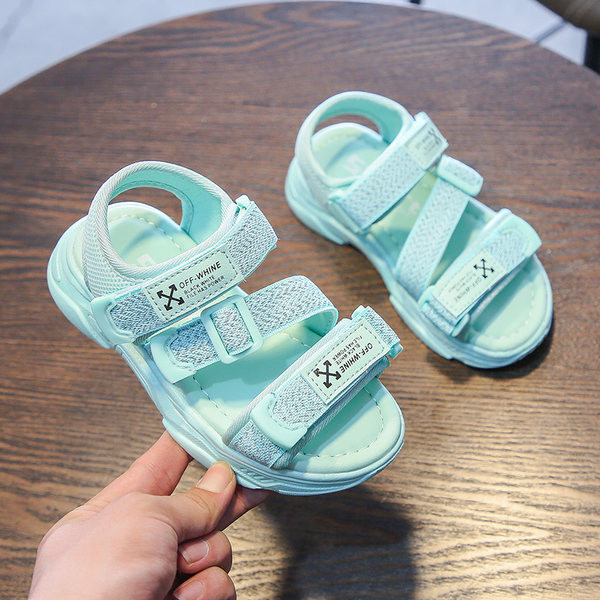 Bērnu ikdienas sandales ar ielāpiem un plakanu zoli - četras krāsas