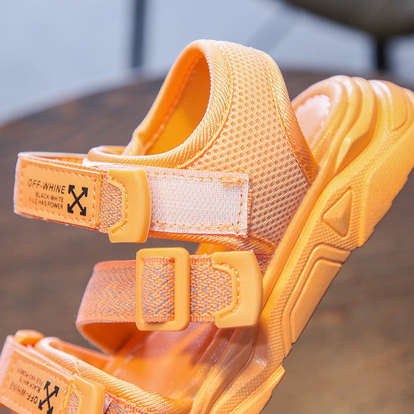 Bērnu ikdienas sandales ar ielāpiem un plakanu zoli - četras krāsas