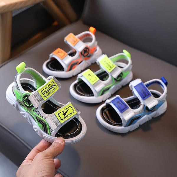 Детски сандали с лепенки и равна подметка - три цвята