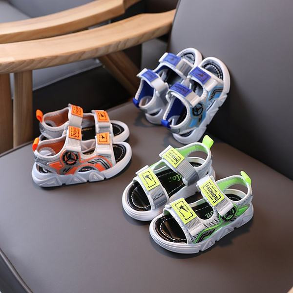 Детски сандали с лепенки и равна подметка - три цвята