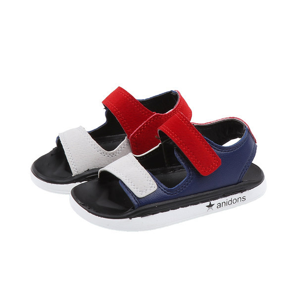 Детски сандали за момчета  с лепенки и равна подметка