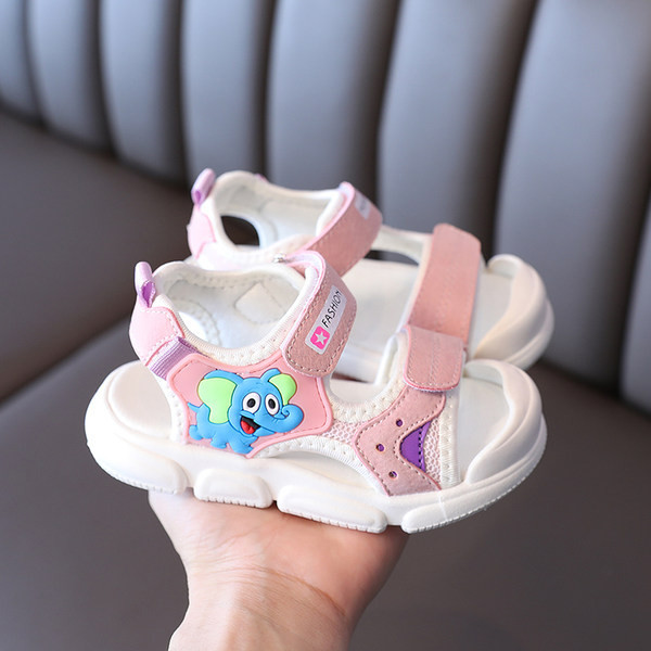 Детски сандали с цветна апликация и лепенки в три цвята