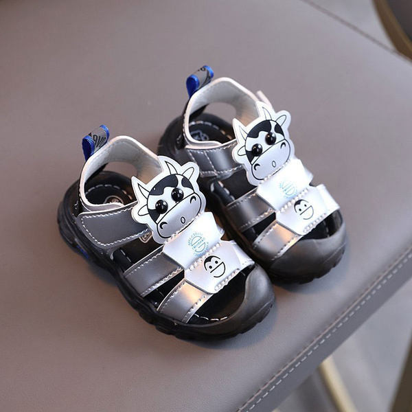 Нов модел детски кожени сандали с апликация за момчета