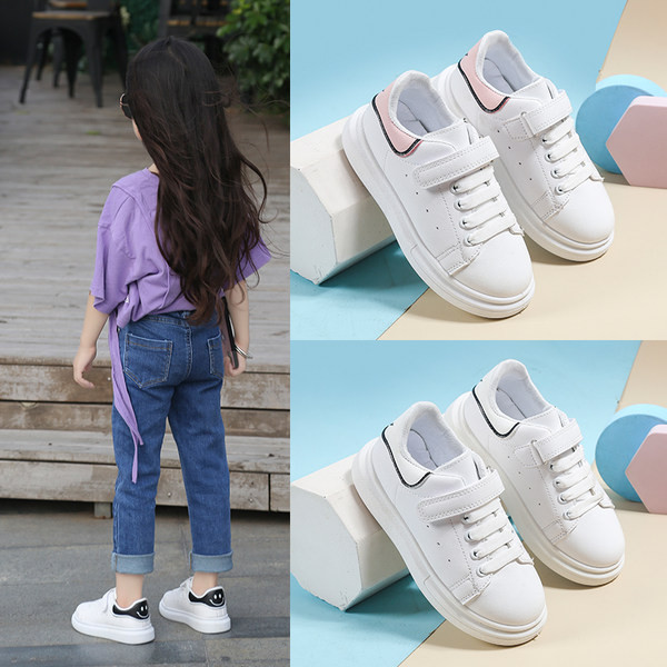 Öko bőrből készült gyerekcipő tépőzárral és lapos talppal