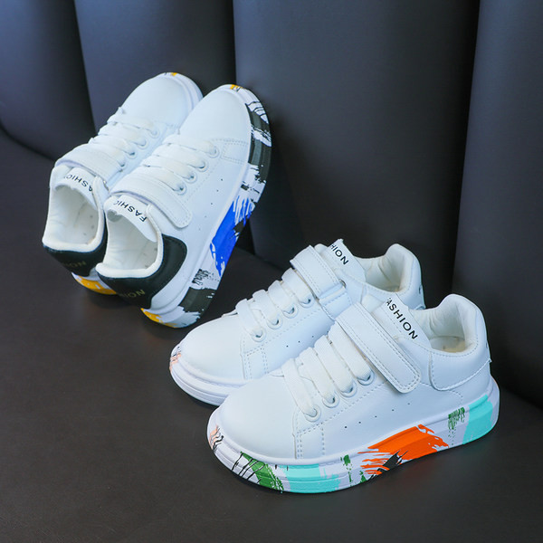 Öko bőrből készült gyerek tornacipő, mintás talppal