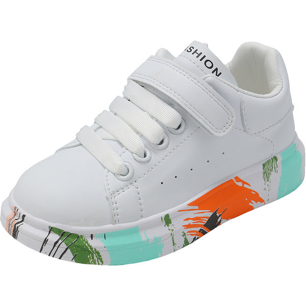 Öko bőrből készült gyerek tornacipő, mintás talppal