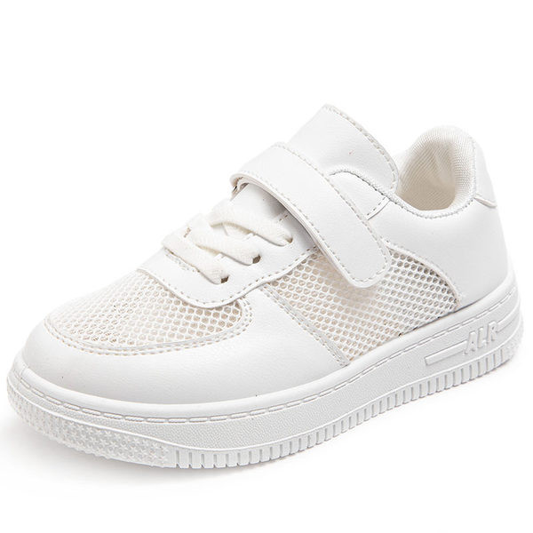 Eko bőrből és hálós anyagból készült sima gyerekcipők modellje